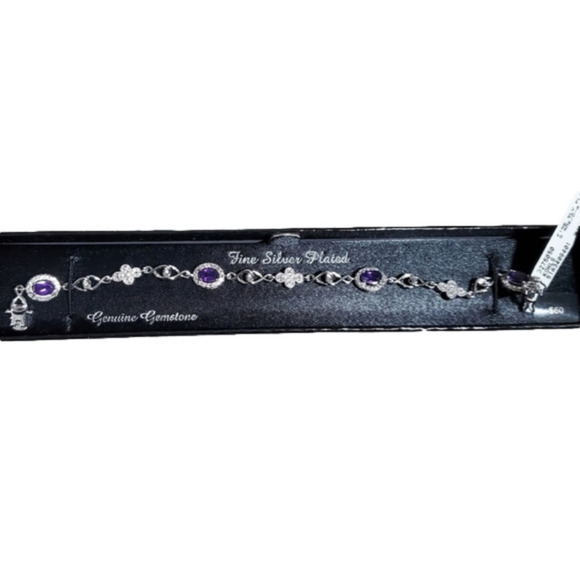 Silver Plated Genuine Gemstone Bracelet - Picture 1 of 11